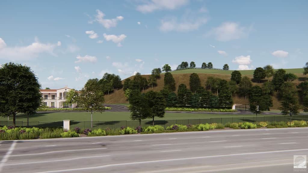 Streetscape view with mortuary